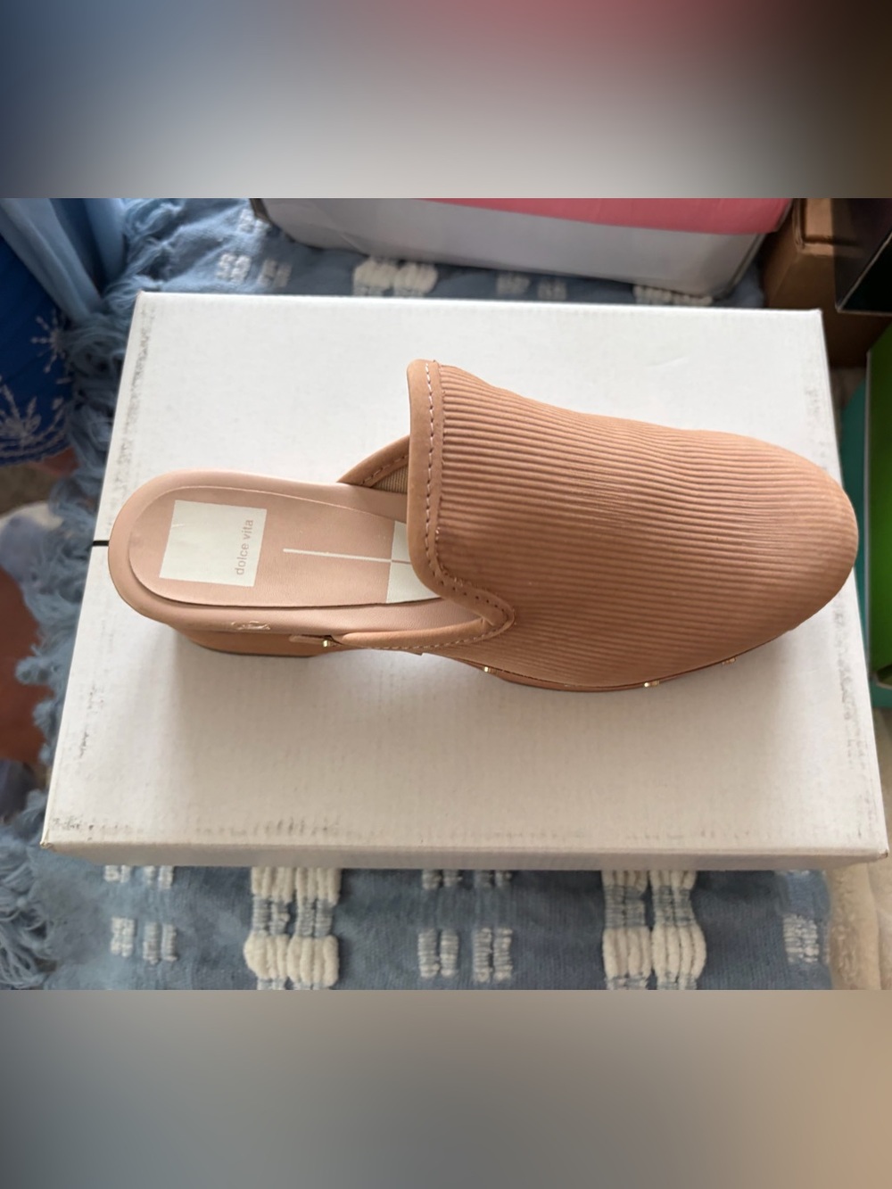 Dolce Vita Ribbed Tan Slip-On Mule